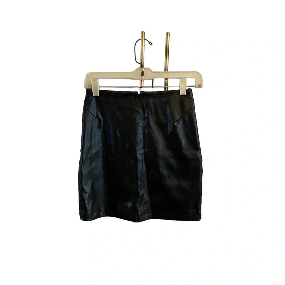 Vintage 90s eyecandy black pleather vegan leather party girl festival Mini Skirt